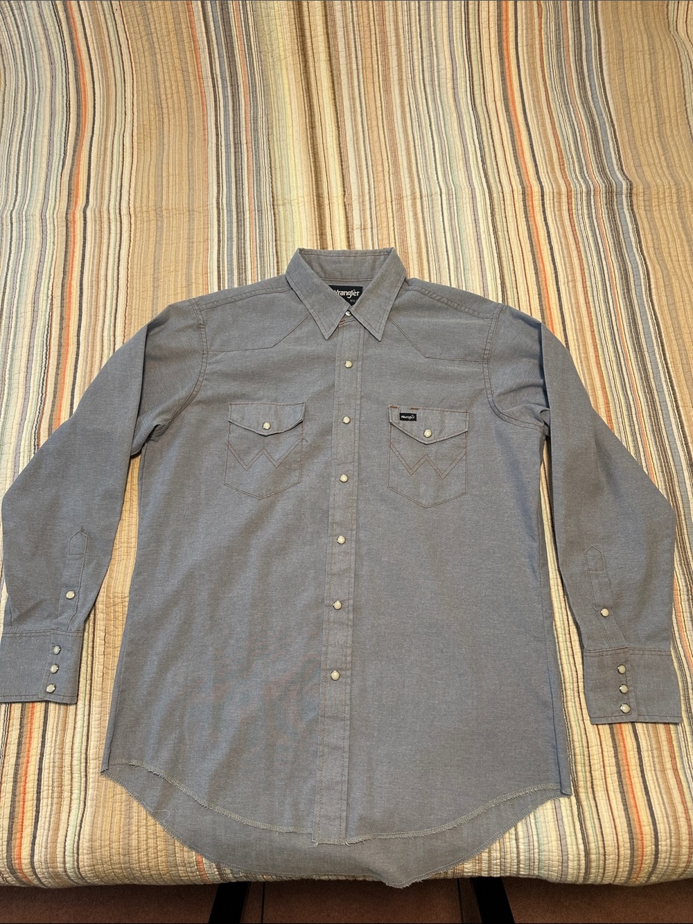 Wrangler Blue-Gray Long Sleeve Western Button Shirt